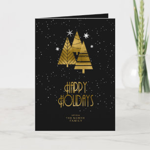 Cartes Pour Fêtes Annuelles Arbres de Noël Joyeux Vacances Gold ID863
