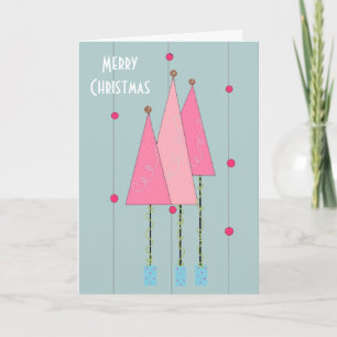 Cartes Pour Fêtes Annuelles Arbres de Noël lunatiques roses