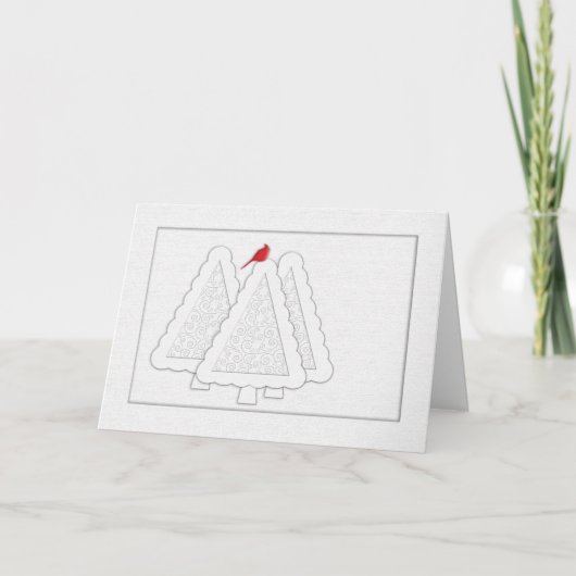 Cartes Pour Fêtes Annuelles Arbres de Noël modernes Cardinal rouge (Devant)