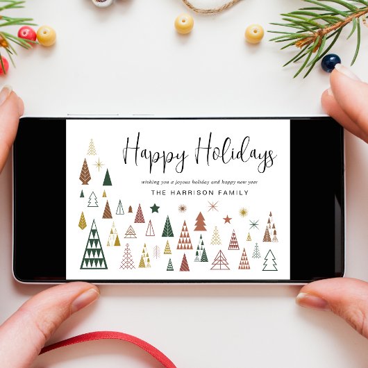 Cartes Pour Fêtes Annuelles Arbres de Noël modernes minimes