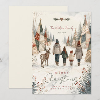 Cartes Pour Fêtes Annuelles Arbres de Noël Patchwork Famille Renne TMF26
