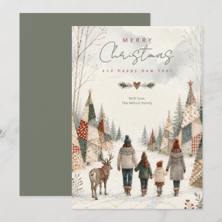 Cartes Pour Fêtes Annuelles Arbres de Noël Patchwork Renne Hiver TMF26