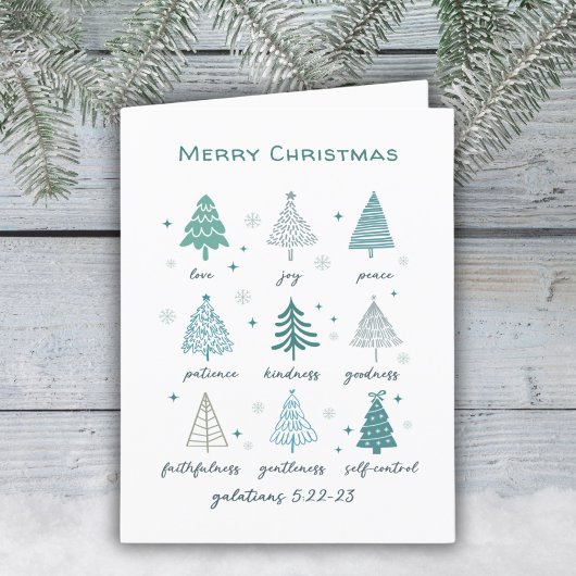 Cartes Pour Fêtes Annuelles Arbres de Noël religieux Boho Minimal Scripture