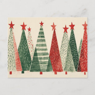 Cartes Pour Fêtes Annuelles Arbres de Noël Rétro Moderne du Milieu du Siècle