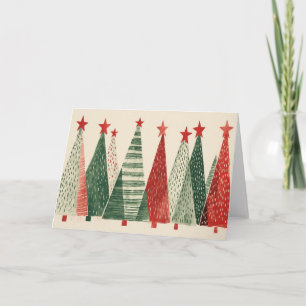 Cartes Pour Fêtes Annuelles Arbres de Noël Rétro Moderne du Milieu du Siècle