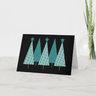 Cartes Pour Fêtes Annuelles Arbres de Noël Ruban Turquoise - Cancer de l'ovair
