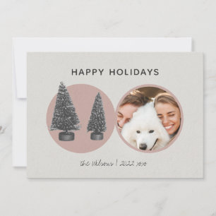 Cartes Pour Fêtes Annuelles Arbres de Noël Simples Modernes Photo de Cercle Ro