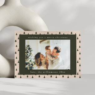 Cartes Pour Fêtes Annuelles Arbres de Noël Verts Forêt Rustique Deux Photo