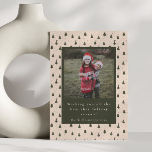 Cartes Pour Fêtes Annuelles Arbres de Noël verts rustiques Deux photos vertica