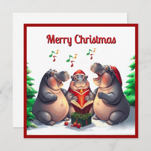 Cartes Pour Fêtes Annuelles Arbres de pin aquarelle élégants et tendance chant (Devant / Derrière)