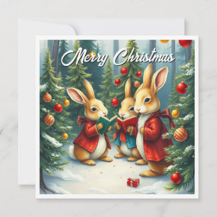 Cartes Pour Fêtes Annuelles Arbres de pin d'hiver à l'aquarelle rustique chant