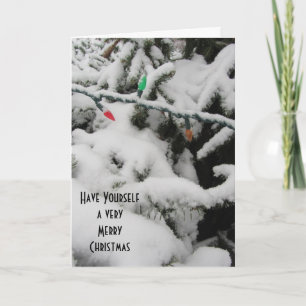 Cartes Pour Fêtes Annuelles Arbres d'hiver avec neige et lumières