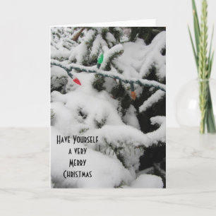 Cartes Pour Fêtes Annuelles Arbres d'hiver avec neige et lumières