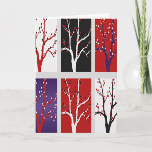 Cartes Pour Fêtes Annuelles Arbres d'hiver nus artistiques Snowflakes Xmas Des