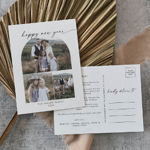 Cartes Pour Fêtes Annuelles Arc Boho moderne Photo Collage Famille Nouvel An