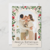 Cartes Pour Fêtes Annuelles Arc botanique Boho 1 Photo Joyeux Noël (Devant)