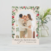 Cartes Pour Fêtes Annuelles Arc botanique Boho 1 Photo Joyeux Noël (Debout devant)