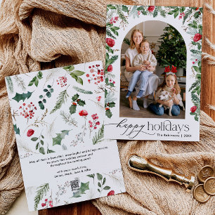 Cartes Pour Fêtes Annuelles Arc botanique moderne Joyeuses vacances 1 Photo