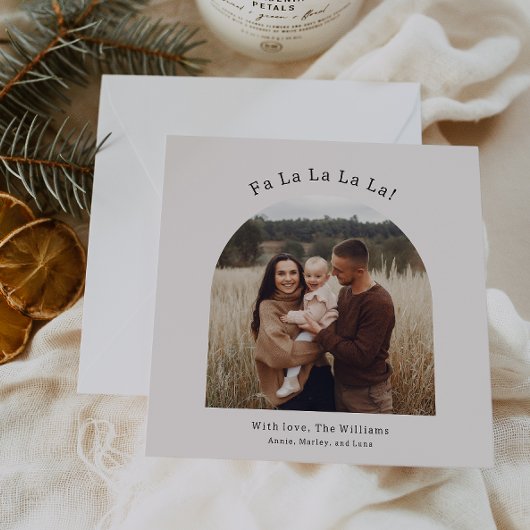 Cartes Pour Fêtes Annuelles Arc de Boho Moderne Fa La La La One Photo