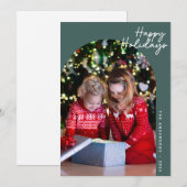 Cartes Pour Fêtes Annuelles Arc de Joyeuses Fêtes Moderne Vert (Devant / Derrière)