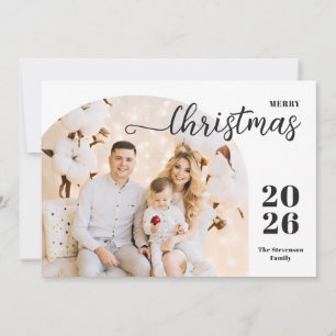 Cartes Pour Fêtes Annuelles Arc de Noël 2 photos rouge minimaliste moderne