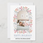 Cartes Pour Fêtes Annuelles Arc de Noël bleu poussiéreux en baies et feuilles (Devant)