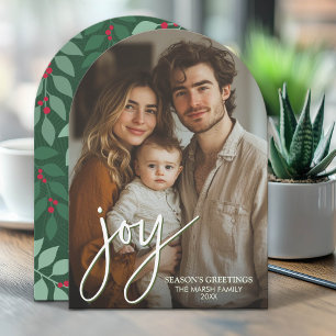 Cartes Pour Fêtes Annuelles Arc de photo avec énorme script Joie - dos botaniq
