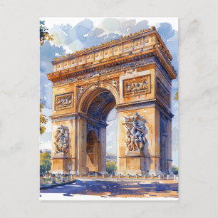 Cartes Pour Fêtes Annuelles Arc de Triomphe Aquarelle Sites de voyage France