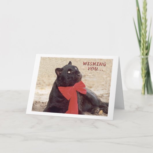 Cartes Pour Fêtes Annuelles Arc de vacances de léopard de noir (Devant)