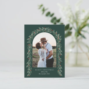 Cartes Pour Fêtes Annuelles Arc de verdure moderne écriture photo Noël