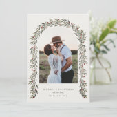 Cartes Pour Fêtes Annuelles Arc de verdure Script moderne Photo Noël (Debout devant)