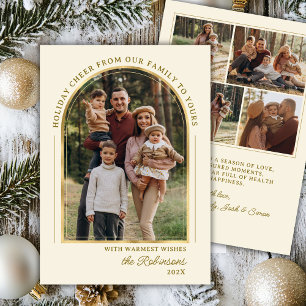 Cartes Pour Fêtes Annuelles Arc d'or moderne élégant photo Noël heureux