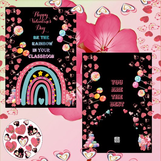 Cartes Pour Fêtes Annuelles Arc En Ciel Candy Coeurs Valentines Enfants