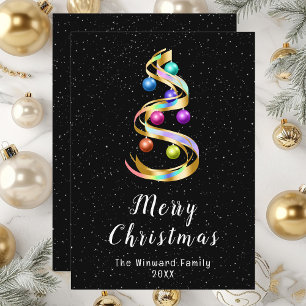 Cartes Pour Fêtes Annuelles Arc en ciel et ornements noirs Joyeux Noël