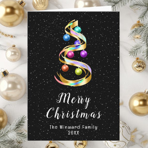 Cartes Pour Fêtes Annuelles Arc en ciel et ornements noirs Joyeux Noël