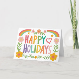 Cartes Pour Fêtes Annuelles Arc-en-ciel mignon teint à la main