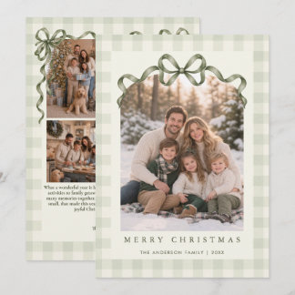 Cartes Pour Fêtes Annuelles Arc-en-ciel vert Gingham Aquarelle Noeud 5 Photo