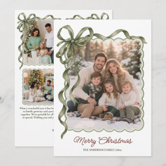 Cartes Pour Fêtes Annuelles Arc en eau verte aquarelle Noël Collage de 5 photo