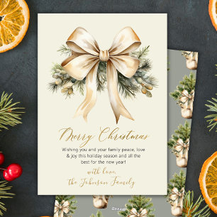 Cartes Pour Fêtes Annuelles Arc en or aquarelle Noël Feuillage Beige