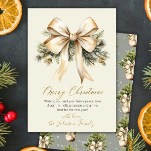 Cartes Pour Fêtes Annuelles Arc en or aquarelle Noël Feuillage Beige