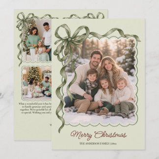 Cartes Pour Fêtes Annuelles Arc en peinture à l'eau vert sauge Noël Collage Ph