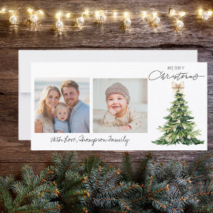 Cartes Pour Fêtes Annuelles Arc en pin de Noël Photo personnalisée élégante