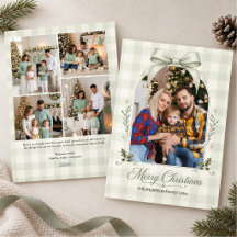 Arc en ruban vert sauge multi-photo Joyeux Noël