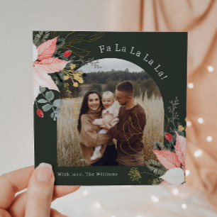 Cartes Pour Fêtes Annuelles Arc Floral D'Hiver Fa La La La One Photo