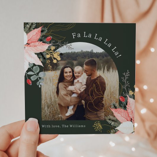 Cartes Pour Fêtes Annuelles Arc Floral D'Hiver Fa La La La One Photo