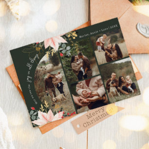 Cartes Pour Fêtes Annuelles Arc Floral D'Hiver Joie En Toutes Choses Cinq Phot