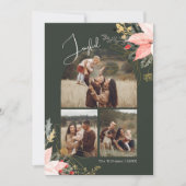 Cartes Pour Fêtes Annuelles Arc Floral d'hiver Joyeux Quatre photos Noël (Devant)