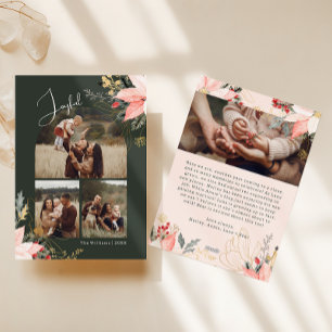 Cartes Pour Fêtes Annuelles Arc Floral d'hiver Joyeux Quatre photos Noël