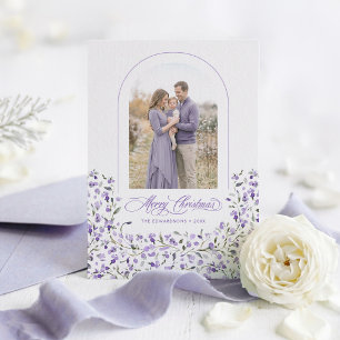 Cartes Pour Fêtes Annuelles Arc floral pourpre élégant pour photo de Noël