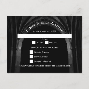 Cartes Pour Fêtes Annuelles Arc gothique Mariage élégant Noir et Blanc foncé